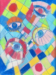 Gazes 1, 2024 (pastel op kaart)