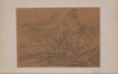 Landschap (miniatuur uit album van elf schilderijen; inkt en kleur op zijde)