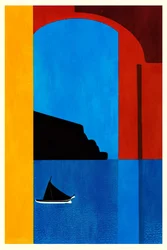 Mediterrane blauwe zeilboot