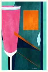 Roze Oranje Geometrisch Abstract