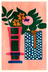 Kleurrijke bloemenvazen met botanische motieven