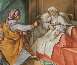 Centrale Schip, Tweede Noord Span, Geboorte van de Maagd, Boccaccio Boccaccino 1514-15, Detail