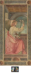Contofacade zuid transept, Boccaccio Boccaccino, Annunciatie (detail) van de Engel, Vroeg XVI eeuw, Fresco gescheurd
