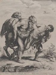 De dronken Silenus, ondersteund door een sater en een faun