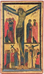 De Kruisiging met Heilige vrouwen, rouwenden, Christus op de Weg naar Calvarië en de Kruisafneming, rechterpaneel van een diptiek