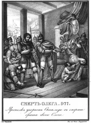 De Dood van Oleg Svyatoslavich, 977 Uit Geïllustreerde Karamzin, 1836