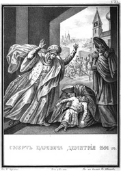 De dood van Tsarevitsj Dmitry, 1591 uit Geïllustreerde Karamzin