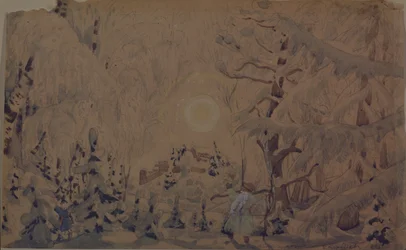 Toneelontwerp voor de opera De sneeuwmaagd door N. Rimsky-Korsakov, 1910