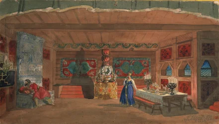 Decorontwerp voor de opera De bruid van de tsaar door N. Rimsky-Korsakov