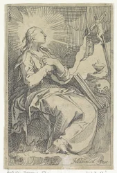 Boetvaardige Maria Magdalena in de grot voor een crucifix