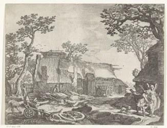 Landschap met boerderij en Tobias en de engel