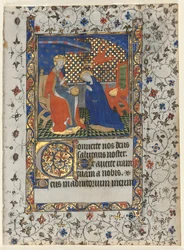 Dubbelblad uit een getijdenboek: Kroning van de Maagd, circa 1415.