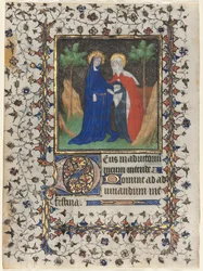 Bladeren uit een Getijdenboek: De Visitatie en Christus in het Oordeel, ca. 1415