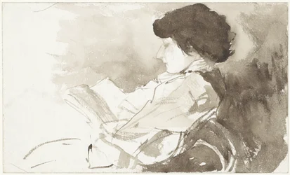 Lezende vrouw, in profiel
