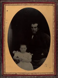 Portret van een vader en dochter,1860 (foto)