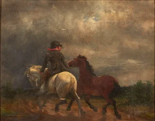 Ruiter met twee paarden