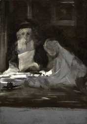 Schets van twee zittende figuren