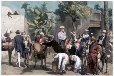 Vertrek naar de piramides, 1874