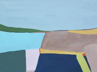 Abstract landschap met kleurblokken