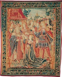 Het verhaal van Troje. Cassandra pleit bij Priamus om gratie voor Paris, ca. 1520