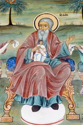 Bulgarije, Rila-klooster, fresco in de kerk van de Geboorte van de Maagd