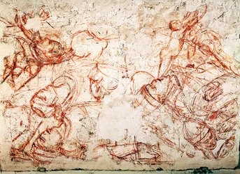 Sinopia van een hoop lijken, Trionfo della Morte, fresco ... (fresco)
