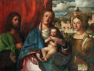 De Maagd en Kind met Heiligen Johannes de Doper, Catharina van Alexandrië en Schenker, Begin 16e eeuw