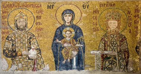 Komnenenmozaïek met Madonna en Kind, Hagia Sophia, Turkije.