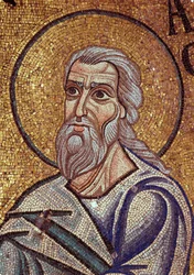 De profeet Habakuk (7e eeuw v.Chr.). Werk van een Byzantijnse meester, mozaïek, detail van de decoratie van de basiliek van San Marco in Venetië (Italië)