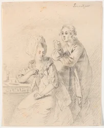 Schets voor portret van collegedeputé Frederik Carl Trant en echtgenote Cornelia, geboren Schumacher
