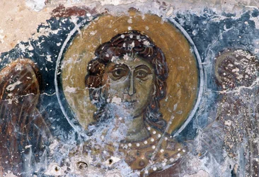 Jezus fresco in kerk van Agia Anna
