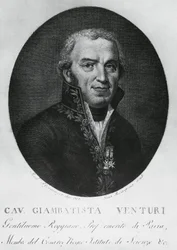 Portret van Giovanni Battista Venturi (1746-1822), Italiaans natuurkundige, diplomaat, wetenschapshistoricus en ontdekker van het Venturi-effect, gravure