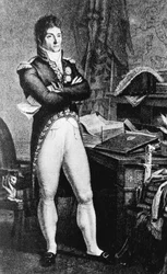 Portret van prins Louis-Alexandre Berthier (1753-1815), Franse generaal, maarschalk van Frankrijk en minister van Oorlog van het Eerste Franse Keizerrijk, gravure