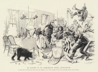 Een episode in een Adirondack Hotel eetkamer