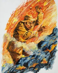 In de vurige oven (gouache op papier)