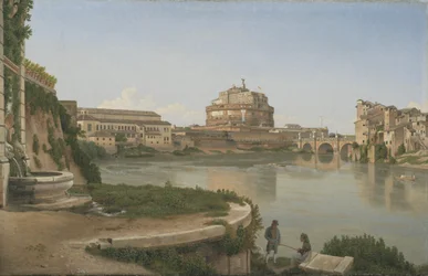 Een uitzicht over de Tiber vanaf Trastevere richting Castel S. Angelo