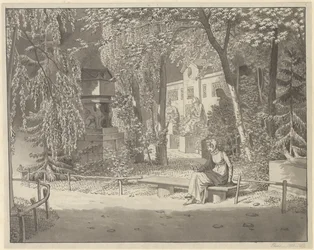 Bij de graven van Descartes en Condé in Jardin Elysée des Petits Augustins, Parijs