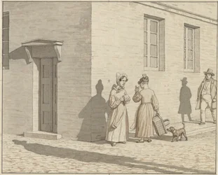 Lineair perspectief toegepast in de schilderkunst - Plaat VII, 1 - Een ontmoeting op een straathoek