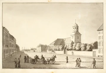Uitzicht over Sankt Annæ plaats met Garnisonskirken