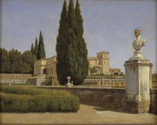 Uitzicht op de tuinen van de Villa Albani. Rome