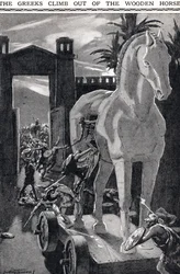 De Grieken Klimmen uit het Houten Paard, illustratie uit 