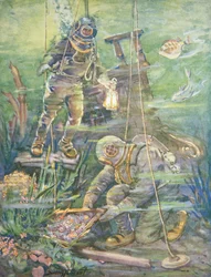 Diepzeeduikers vinden gezonken schat, c.1890s
