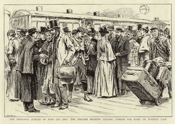 Het Episcopale Jubileum van Paus Leo XIII, de Engelse Pelgrims vertrekken naar Rome