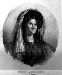 Portret van de dichteres Diodata Saluzzo-Roero. Lithografie van Camilla Guiscardi