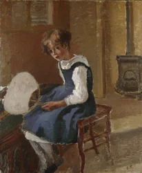 Portret van Jeanne met een Waaier