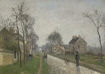 Route de Versailles, Louveciennes, regen effect, 1870