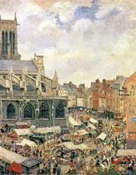 De markt rondom de kerk van Saint-Jacques, Dieppe, 1901