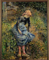 De herder zegt dat de maagd een toverstok heeft. Schilderij door Camille Pissarro (1830-1903)