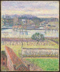 Uitzicht vanuit mijn raam, overstroming, avond, Eragny, 1893