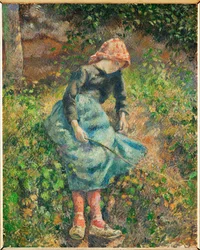 La bergere ou Jeune fille a la baguette, paysanne assise (olieverf op doek)
